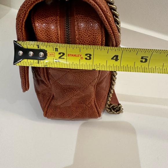 CHANEL Shiva Burnt Orange Shoulder Bag with Quilted Design and Gold-Toned Logo - Picture 10 of 16